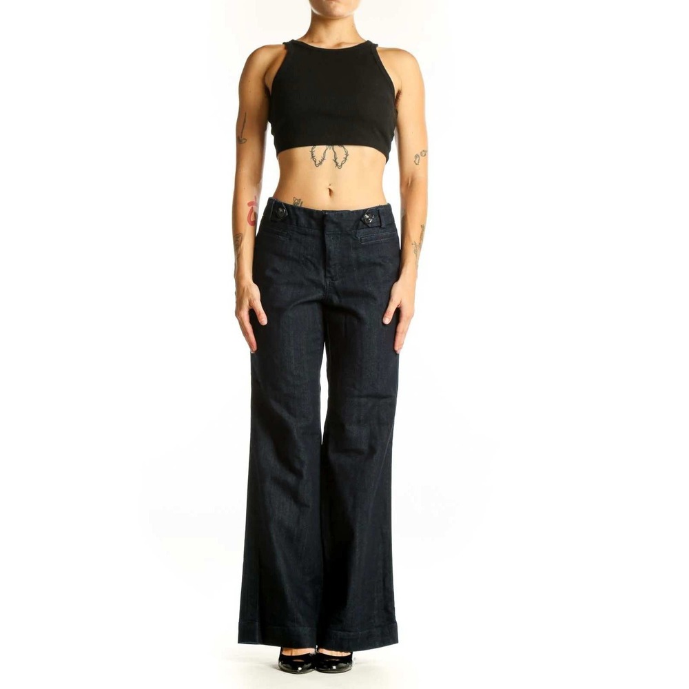Banana‎ Republic Dark Wash High Rise Wide Leg Denim Jeans Womens Size 30